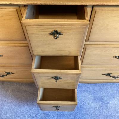 LOT 74: Vintage Five Piece Parchment Bedroom Set