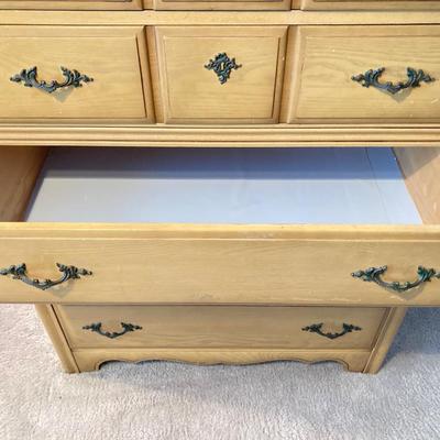 LOT 74: Vintage Five Piece Parchment Bedroom Set
