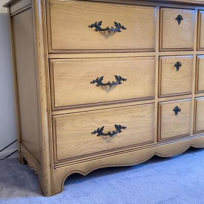 LOT 74: Vintage Five Piece Parchment Bedroom Set