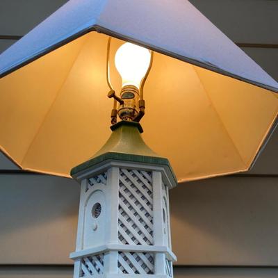 LOT 76: Pair of Wooden Bird House Style Lamps