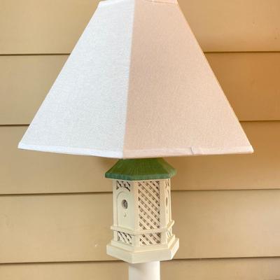 LOT 76: Pair of Wooden Bird House Style Lamps