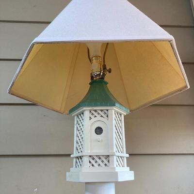 LOT 76: Pair of Wooden Bird House Style Lamps