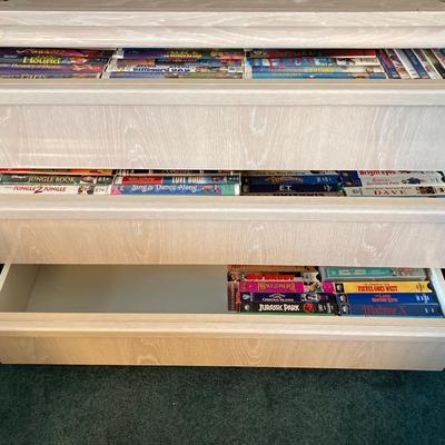 LOT 77: JVC VHS Video Cassette Recorder Player Model No HR-VP48U and Collection of Tapes and CDs