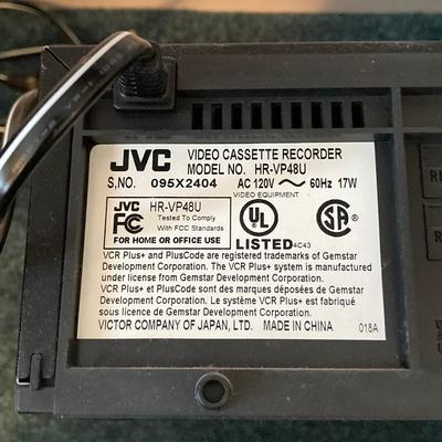 LOT 77: JVC VHS Video Cassette Recorder Player Model No HR-VP48U and Collection of Tapes and CDs