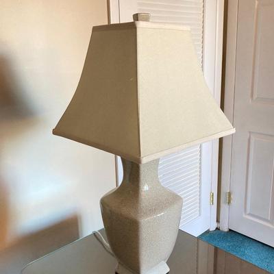 LOT 79: Wooden Side Table with Table Lamp