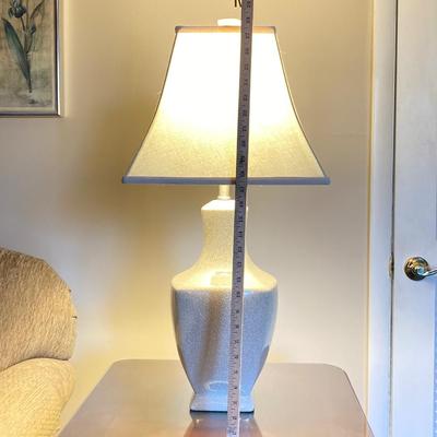 LOT 79: Wooden Side Table with Table Lamp