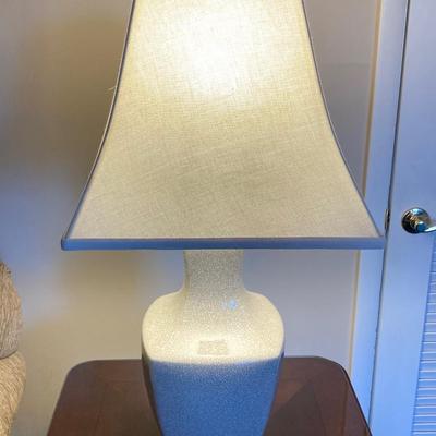 LOT 79: Wooden Side Table with Table Lamp