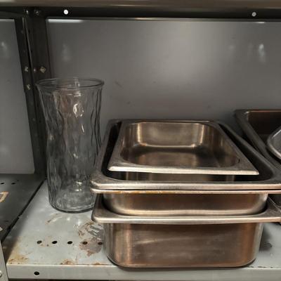 LOT 84: Pantry Shelf Lot: Rubbermaid, Tupperware, Metal Bowls, Stainless Steel Buffet/Serving Trays & More