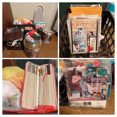 LOT 85: Ex-Large Crafting, Knitting, Crocheting Lot: Yarn, Beads, Instruction Books, Knitting Needles, Organizing and ALOT More