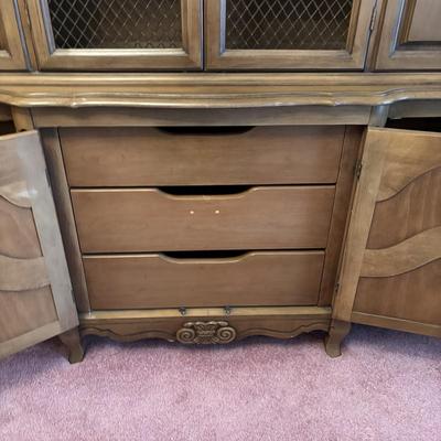 LOT 87: Vintage Dining Room Set: Table w/6 Chairs China Cabinet & Buffet/Server