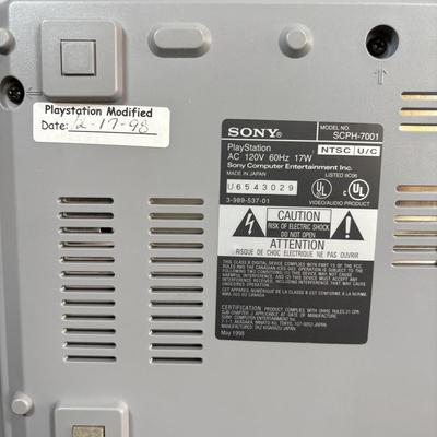 LOT 90: Sony PlayStation SCPH-7001 w/2 Controllers, Memory Card & Cords/Adaptors