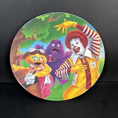 LOT 91: McDonalds Plates & Bowls, Ronald, Big Mac & Grimace Glasses, 1993 Child's Ronald McDonald Spoon & Grimace Fork Set