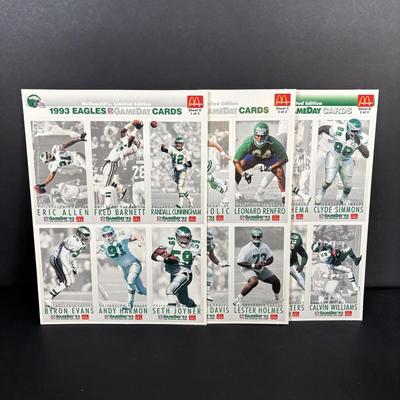LOT 93: McDonalds 1993 Limited Edition Eagles Game Day Cards - 3 Complete Sets, Donovan McNabb Bobble Heads & More