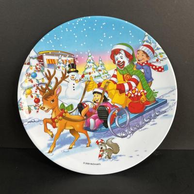 LOT 95: Vintage Grimace & Early Birdie Plush Toys along with McDonalds Plates