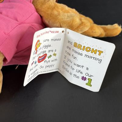 LOT 95: Vintage Grimace & Early Birdie Plush Toys along with McDonalds Plates