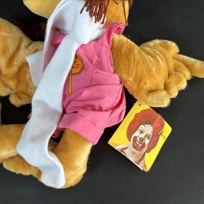 LOT 95: Vintage Grimace & Early Birdie Plush Toys along with McDonalds Plates