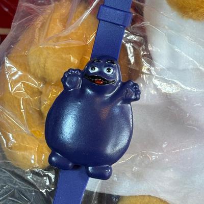 LOT 97: New in Package Vintage McDonalds French Fry Tote Bag 13" x 13", Early Birdie Plush, Grimace Ceramic Bank * &...