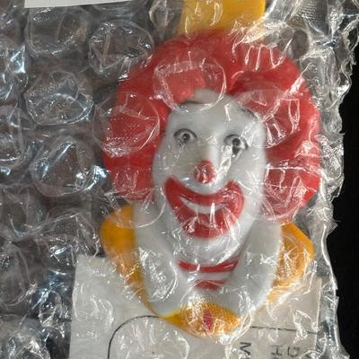 LOT 98: UNOPENED! VINTAGE Ronald McDonald & Early Birdie Plush Toys, French Fry Tote Bag along with a Ronald McDonald Digital Watch