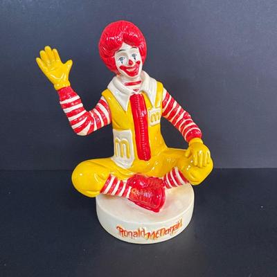 LOT 99: Vintage 1970s Ronald McDonald Plastic Bank, Ceramic Grimace Bank, Digital Watches, Character Pencils in Holder, 2004 Ty McDonalds...