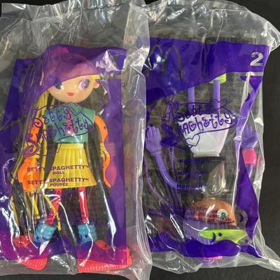 LOT 100: NIP McDonalds Happy Meal Toys: Betty Spaghetty-Complete set of 4 & 1999 Ty Teenie Beanie Babies Complete Set of 12