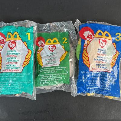 LOT 100: NIP McDonalds Happy Meal Toys: Betty Spaghetty-Complete set of 4 & 1999 Ty Teenie Beanie Babies Complete Set of 12