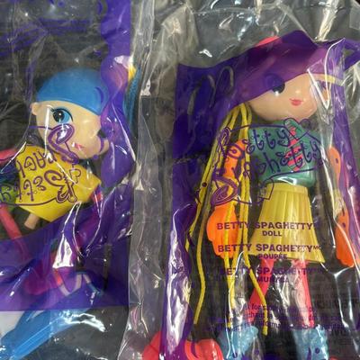 LOT 100: NIP McDonalds Happy Meal Toys: Betty Spaghetty-Complete set of 4 & 1999 Ty Teenie Beanie Babies Complete Set of 12