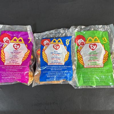 LOT 100: NIP McDonalds Happy Meal Toys: Betty Spaghetty-Complete set of 4 & 1999 Ty Teenie Beanie Babies Complete Set of 12