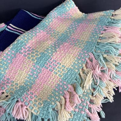 LOT 102: Collection of Hand Crocheted Dolls, Snowmen and 2-Baby Afgans