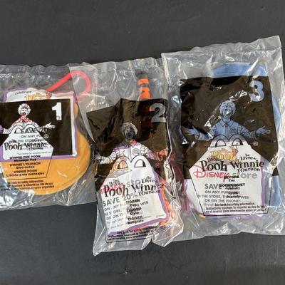 LOT 104: McDonalds 1988 Muppet Babies Fozzie Bear, Miss Piggy, Kermit Plushes, NIP Happy Meal Winnie the Pooh Toys 1-8 and More