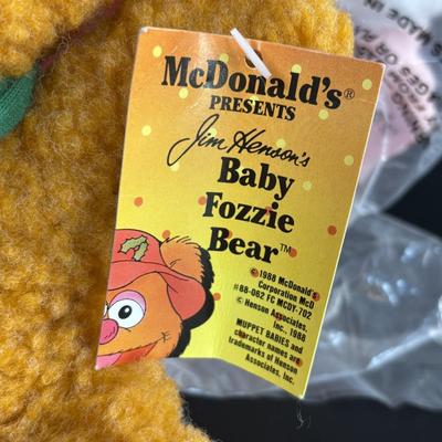 LOT 104: McDonalds 1988 Muppet Babies Fozzie Bear, Miss Piggy, Kermit Plushes, NIP Happy Meal Winnie the Pooh Toys 1-8 and More