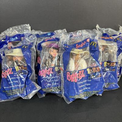 LOT 108: New in Package McDonalds Happy Meal Toys: Complete 2002 Bratz Dolls 1-8 along w/2000 Ty Teenie Beanie Babies Complete Set of 18
