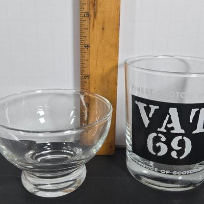 LOT 112: Crystal Wine Decanter, Vintage 1950s Pennsylvania Railroad GG1 Roly Poly Glasses, Schmitt Sohne Liqueur Glasses, Lo Ball...