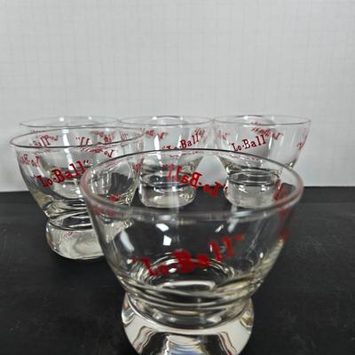 LOT 112: Crystal Wine Decanter, Vintage 1950s Pennsylvania Railroad GG1 Roly Poly Glasses, Schmitt Sohne Liqueur Glasses, Lo Ball...