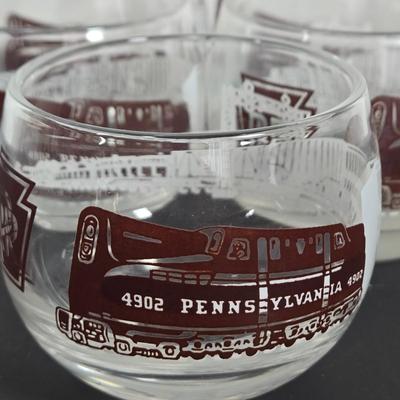 LOT 112: Crystal Wine Decanter, Vintage 1950s Pennsylvania Railroad GG1 Roly Poly Glasses, Schmitt Sohne Liqueur Glasses, Lo Ball...