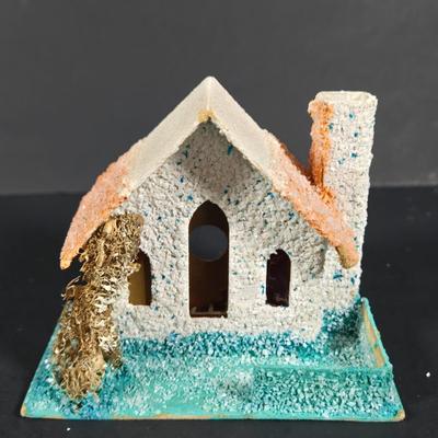 LOT 128: Collection of Vintage "PUTZ" Christmas Village Houses Made in Japan