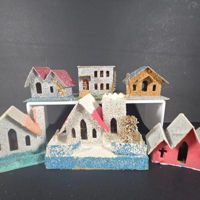 LOT 128: Collection of Vintage "PUTZ" Christmas Village Houses Made in Japan
