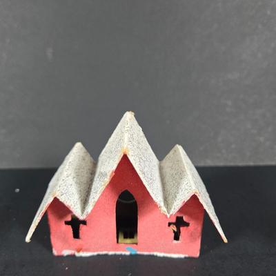 LOT 128: Collection of Vintage "PUTZ" Christmas Village Houses Made in Japan