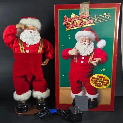 LOT 131: Jingle Bell Rock Santa ,Roller Skating Santa Bear (Untested), and Musical Puppy (Tested and Works) ; Please Note Broken Bell on...