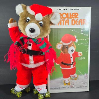 LOT 131: Jingle Bell Rock Santa ,Roller Skating Santa Bear (Untested), and Musical Puppy (Tested and Works) ; Please Note Broken Bell on...