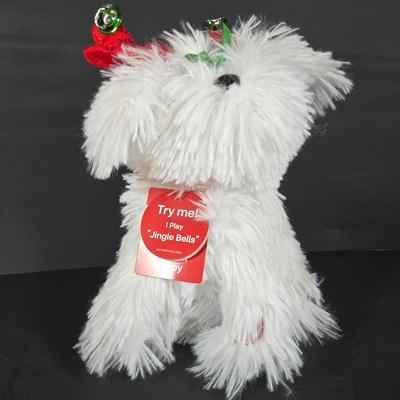 LOT 131: Jingle Bell Rock Santa ,Roller Skating Santa Bear (Untested), and Musical Puppy (Tested and Works) ; Please Note Broken Bell on...