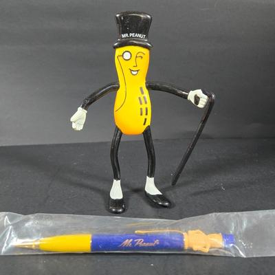 LOT 133: Handcrafted "BUDWEISER" Sailboat, BUDWEISER Pens, MR. PEANUT Bendable Figure, MR. PEANUT Pen, & Vintage Metal...