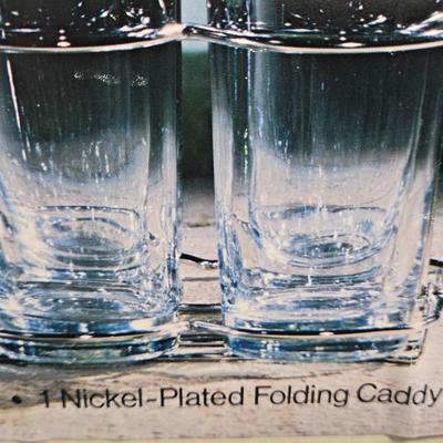 LOT 134: Nine Piece SILVER MIST GLASSES and CADDY SET and THE UN-CANDLE SET; Both Complete