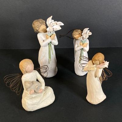 LOT 165: Jim Shore "Winter Blossoms", Willow Tree Pair of "Beautiful Wishes", "Angel of Kindness",...