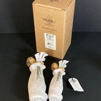 LOT 165: Jim Shore "Winter Blossoms", Willow Tree Pair of "Beautiful Wishes", "Angel of Kindness",...