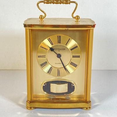 LOT 168: Vintage Wittnauer Quartz Brass Table Clock