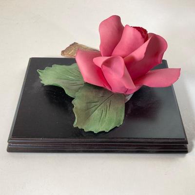 LOT 169: A Rose is a Rose is a Rose Collection - Capodimonte Italy, Purple Lighted in Dome, Japan Fan, Music Box, Frames and More