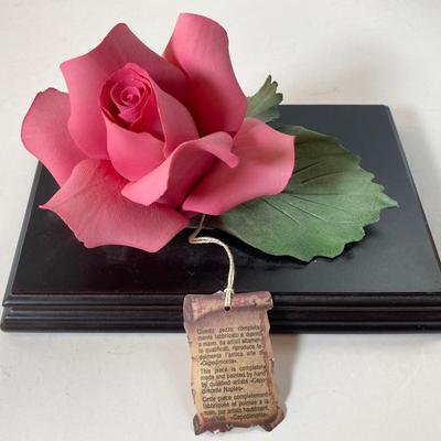 LOT 169: A Rose is a Rose is a Rose Collection - Capodimonte Italy, Purple Lighted in Dome, Japan Fan, Music Box, Frames and More