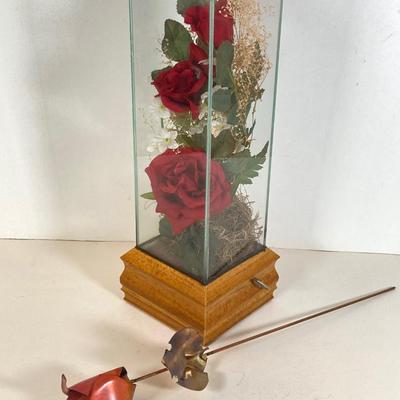 LOT 169: A Rose is a Rose is a Rose Collection - Capodimonte Italy, Purple Lighted in Dome, Japan Fan, Music Box, Frames and More