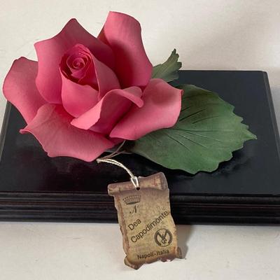 LOT 169: A Rose is a Rose is a Rose Collection - Capodimonte Italy, Purple Lighted in Dome, Japan Fan, Music Box, Frames and More