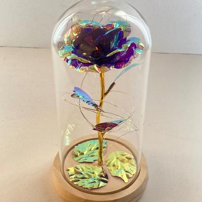 LOT 169: A Rose is a Rose is a Rose Collection - Capodimonte Italy, Purple Lighted in Dome, Japan Fan, Music Box, Frames and More